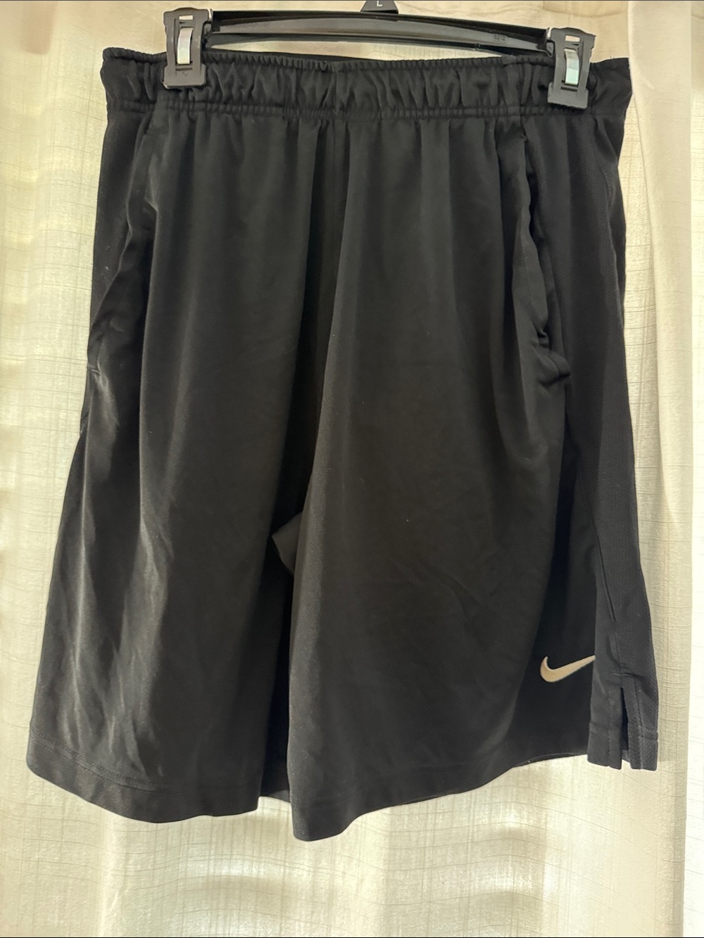 Nike Black Men’s Athletic Shorts with White Swoosh